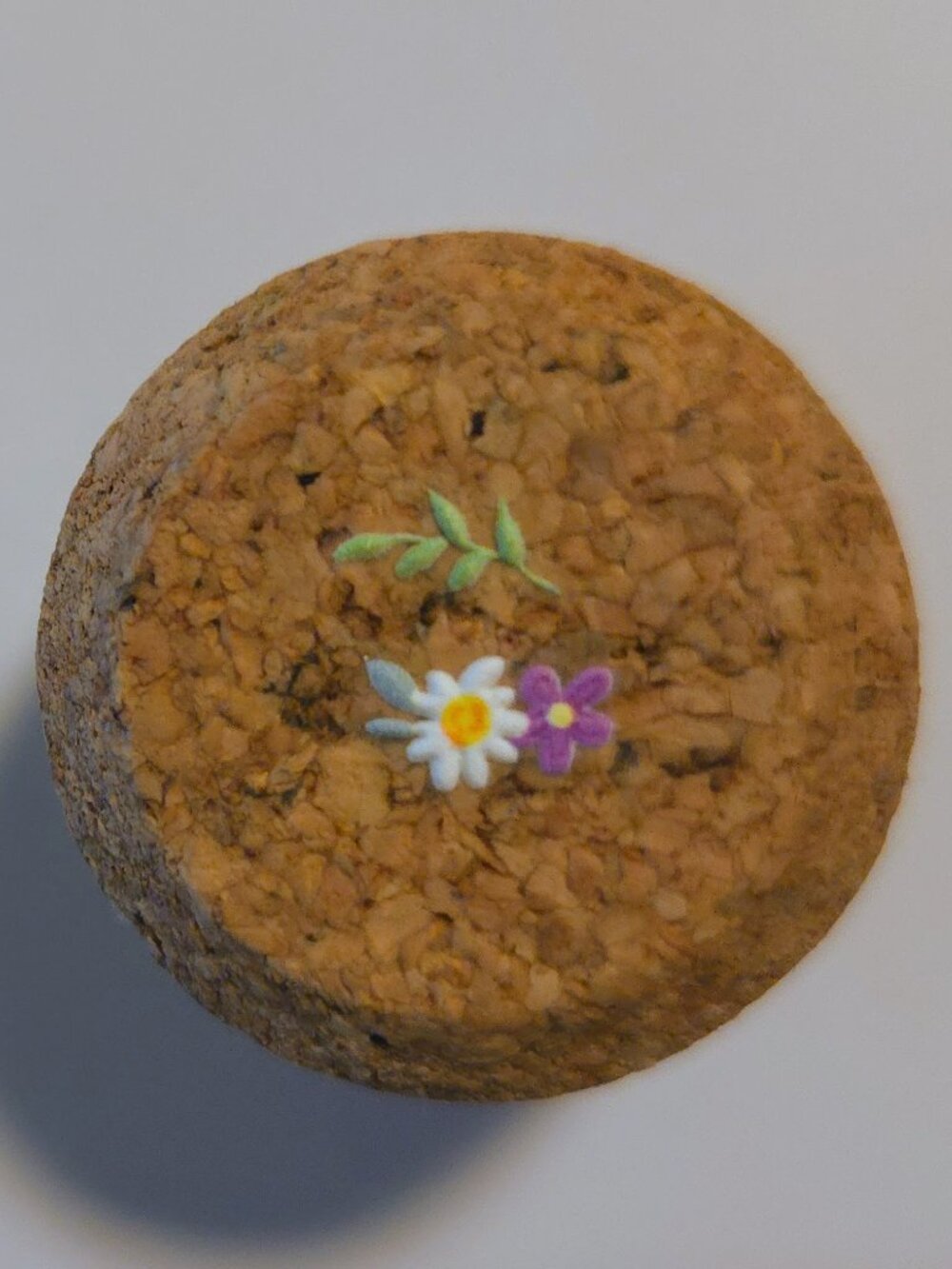 Brand New Hand Crafted Magnet Created from Champagne Cork Featuring Flowers